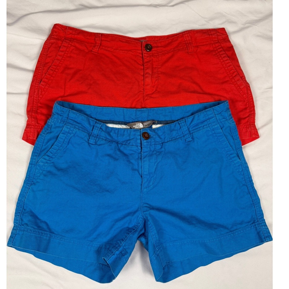 The North Face Womens Chino Shorts Bundle Size 6 Blue Red Hiking Casual 2 Pack
